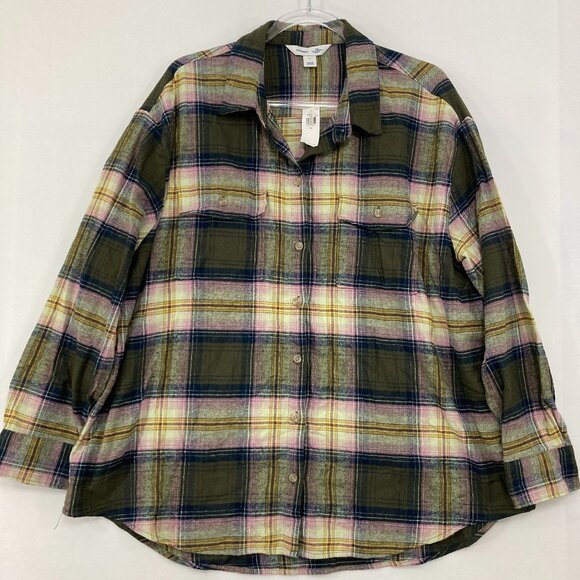 New Old Navy size XL the Boyfriend Shirt Cotton Flannel Relaxed Plaid Button Up - Picture 1 of 11